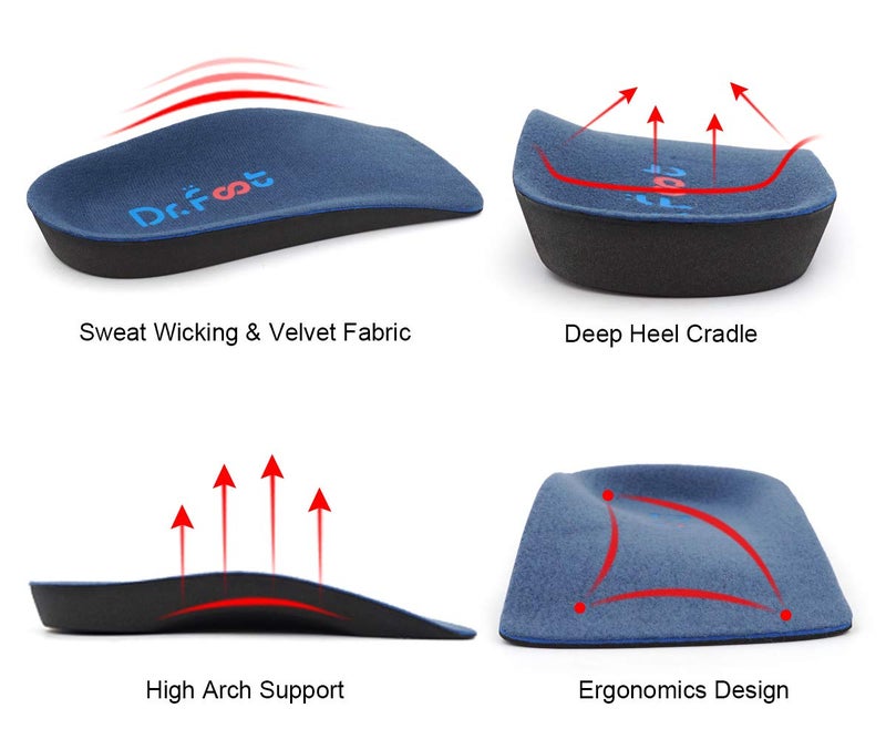 Dr.Foot Dr. Foot's 3/4 Length Orthotics Insoles - Best Insoles for Corrects Over-Pronation, Fallen Arches, Fat Feet - Plantar Fasciitis, Heel Spurs and Other Foot Conditions -1 pair (S - W7-8.5 | M5.5-7) - Image 3